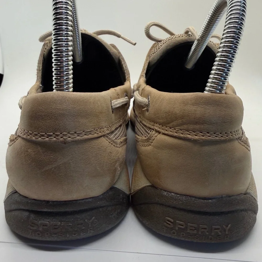 Sperry Top-Sider Bluefish Womens 7.5 M Tan Leather Mesh Boat Shoes 9774829